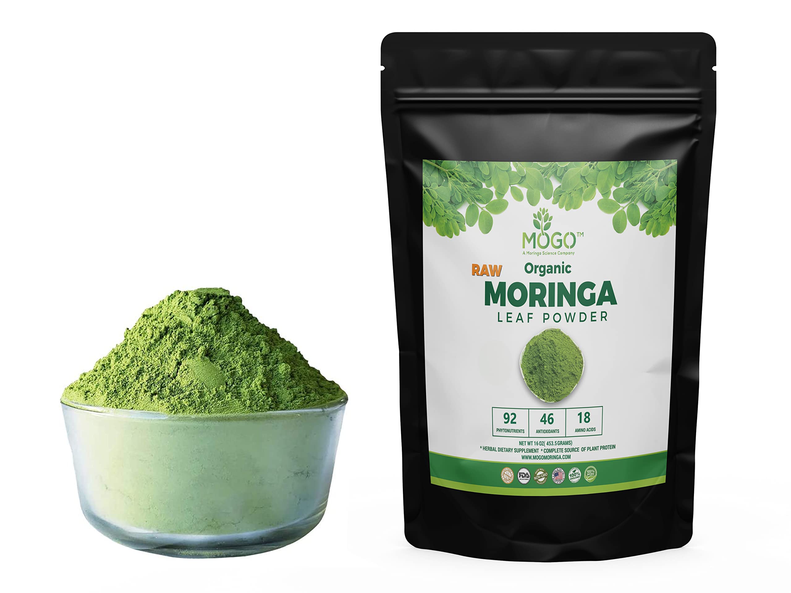 MOGO Organic Moringa Leaf Powder - ⭐⭐⭐⭐⭐ #1 BEST SELLING MORINGA POWDER in USA