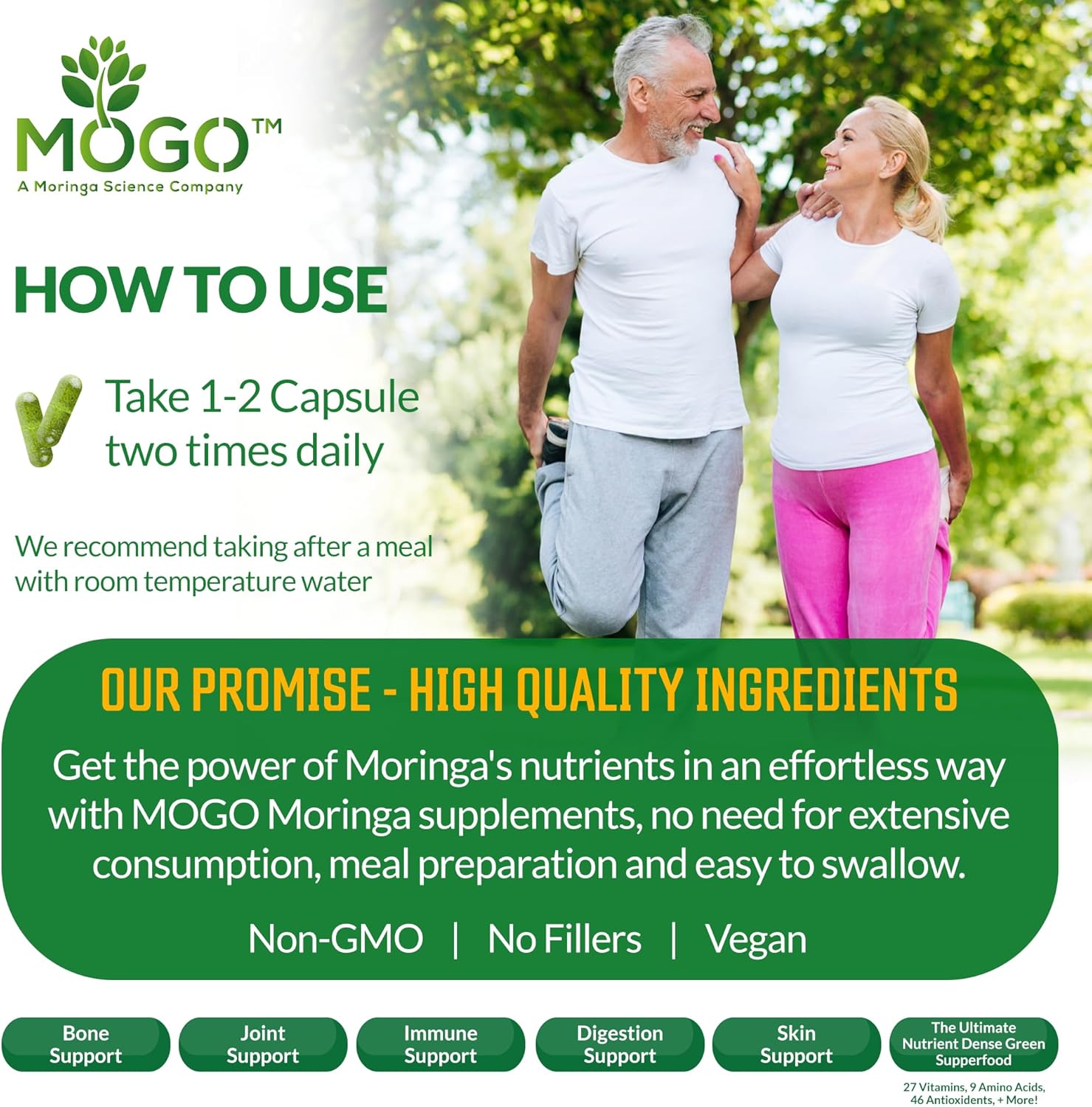 MOGO Organic Moringa Powder Capsules,180 Ct ⭐⭐⭐⭐⭐ #1 BEST SELLING MORINGA CAPSULE in USA