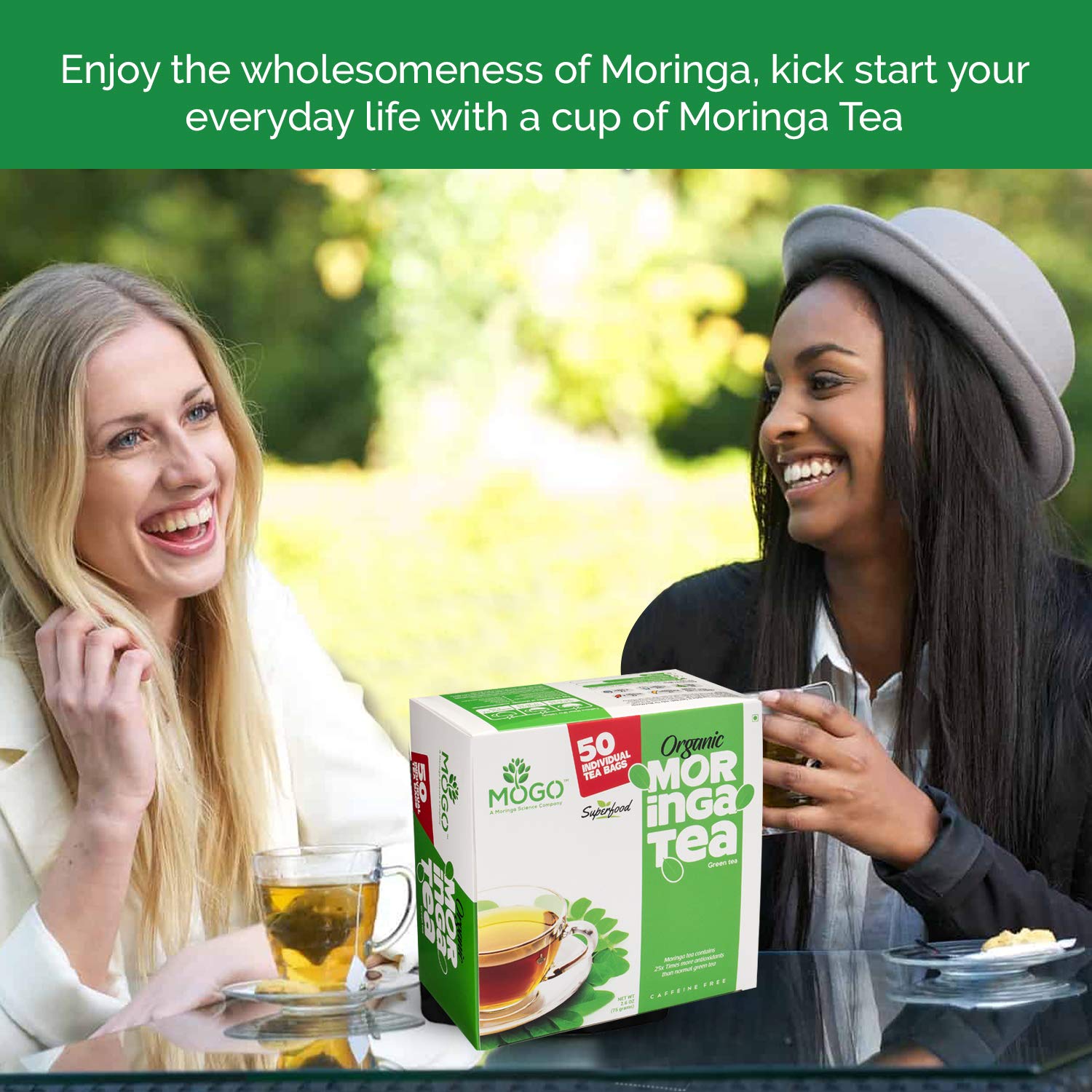 MOGO Organic Moringa Tea Bags - 50 Count