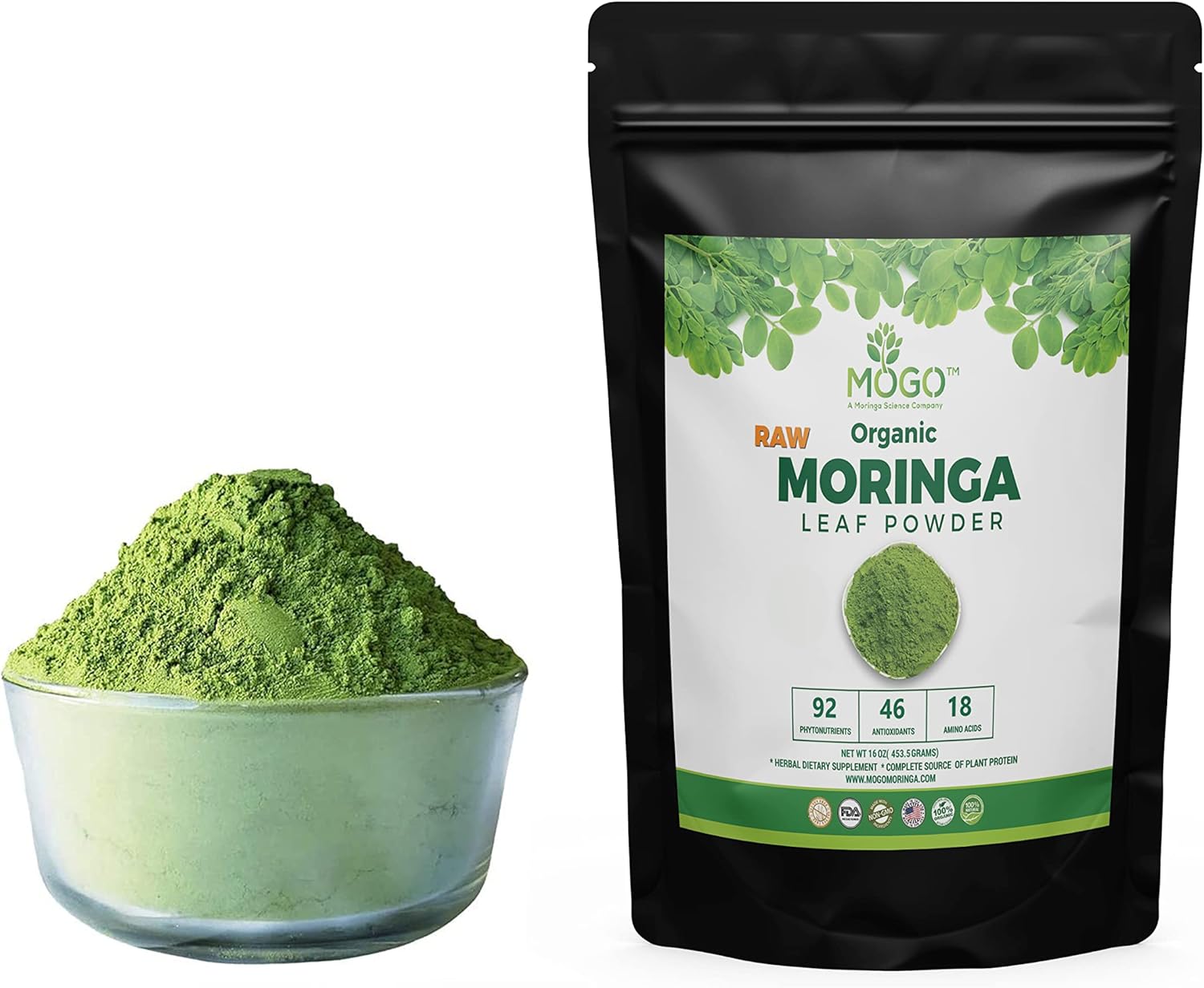 MOGO Organic Moringa Leaf Powder - ⭐⭐⭐⭐⭐ #1 BEST SELLING MORINGA POWDER in USA